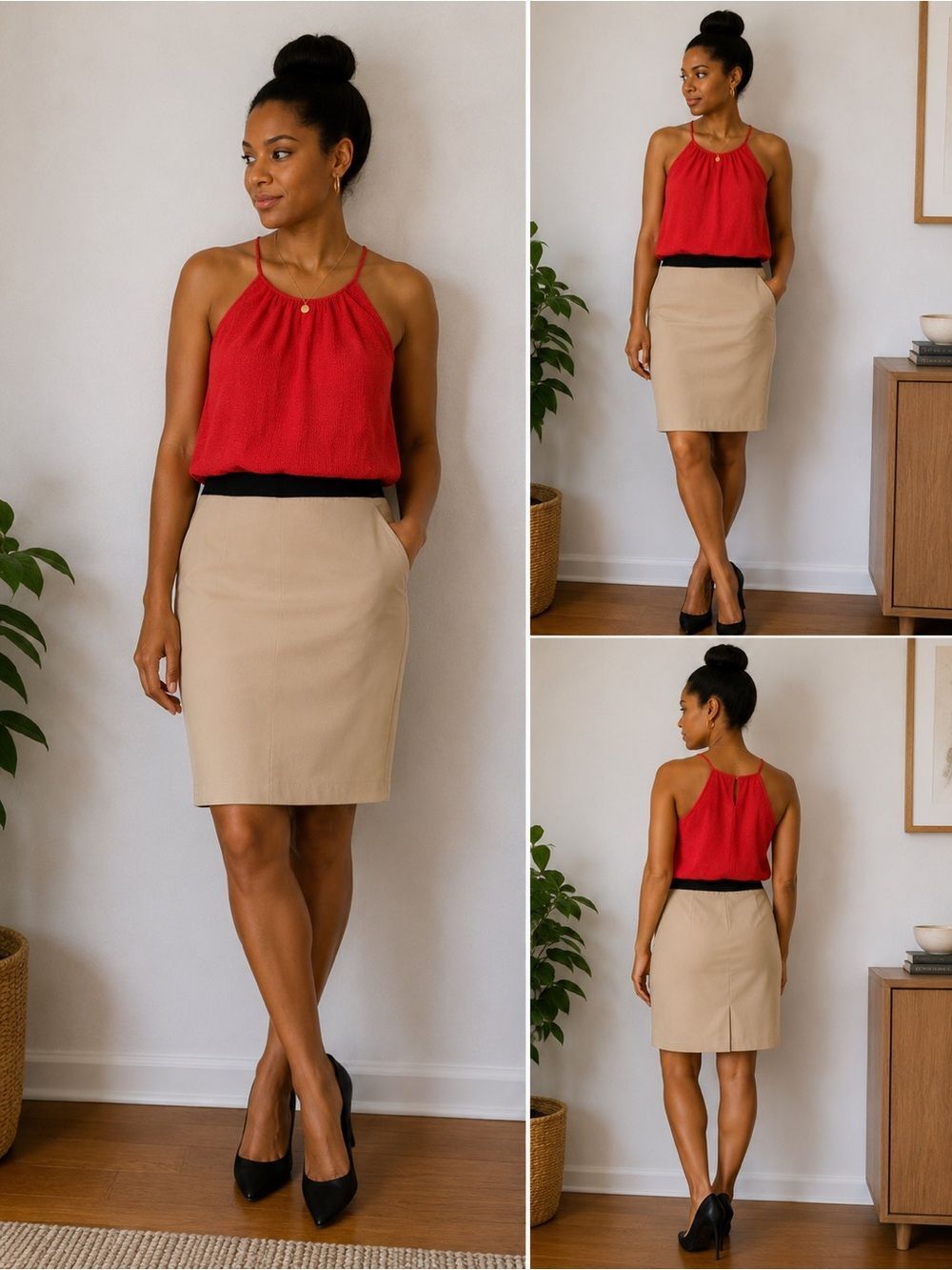 Express Tan and Black Pencil Skirt 12